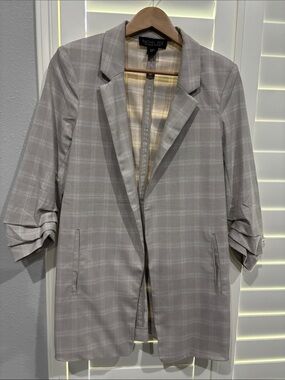 Rachel Zoe Gray Plaid Open-Front Blazer
